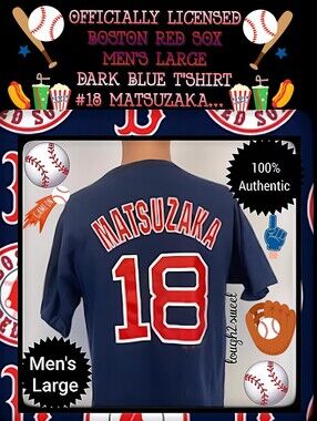 OFFICIALLY LICENSED BOSTON RED SOX MEN'S LARGE DARK BLUE T'SHIRT /#18 MATSUZAKA…